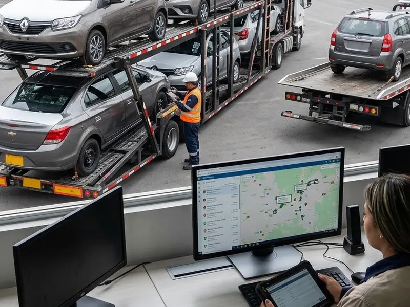 Centro de monitoreo con el seguimiento GPS de los traslados en pantalla