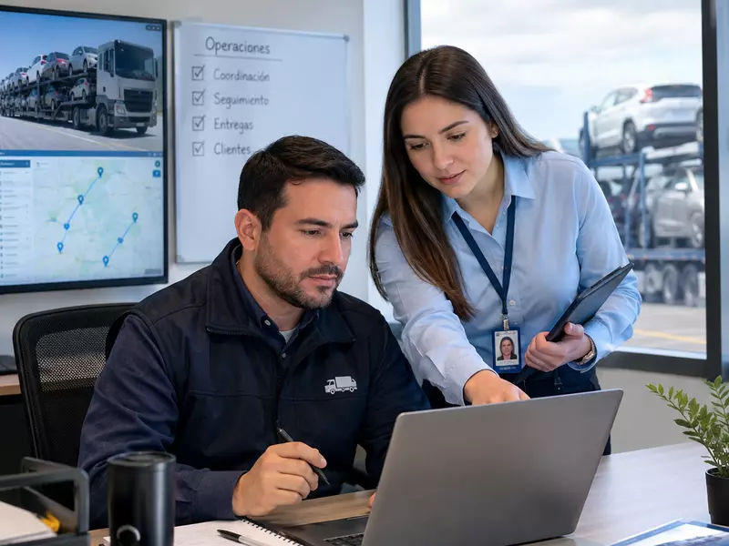 Equipo de operaciones coordinando un traslado frente al computador